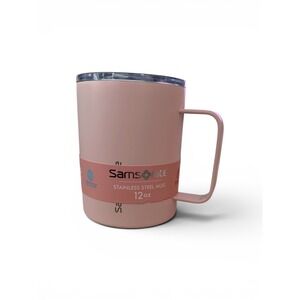 Samsonite Pink Stainless Steel Mug 12oz Double Wall Insulated Travel Tumbler Lid
